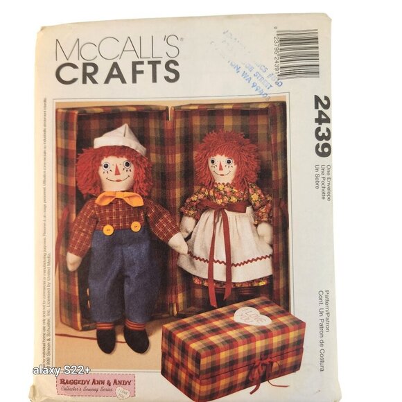 1990s Raggedy Ann & Andy Doll Sewing Patterns Nos. 2439 & 8377 Vintage Collectib - Picture 4 of 10